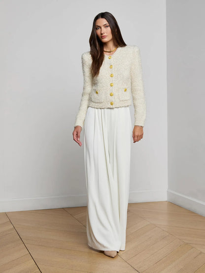 Una Knit Cardigan Ivory/Gold Lurex Multi - L'AGENCE