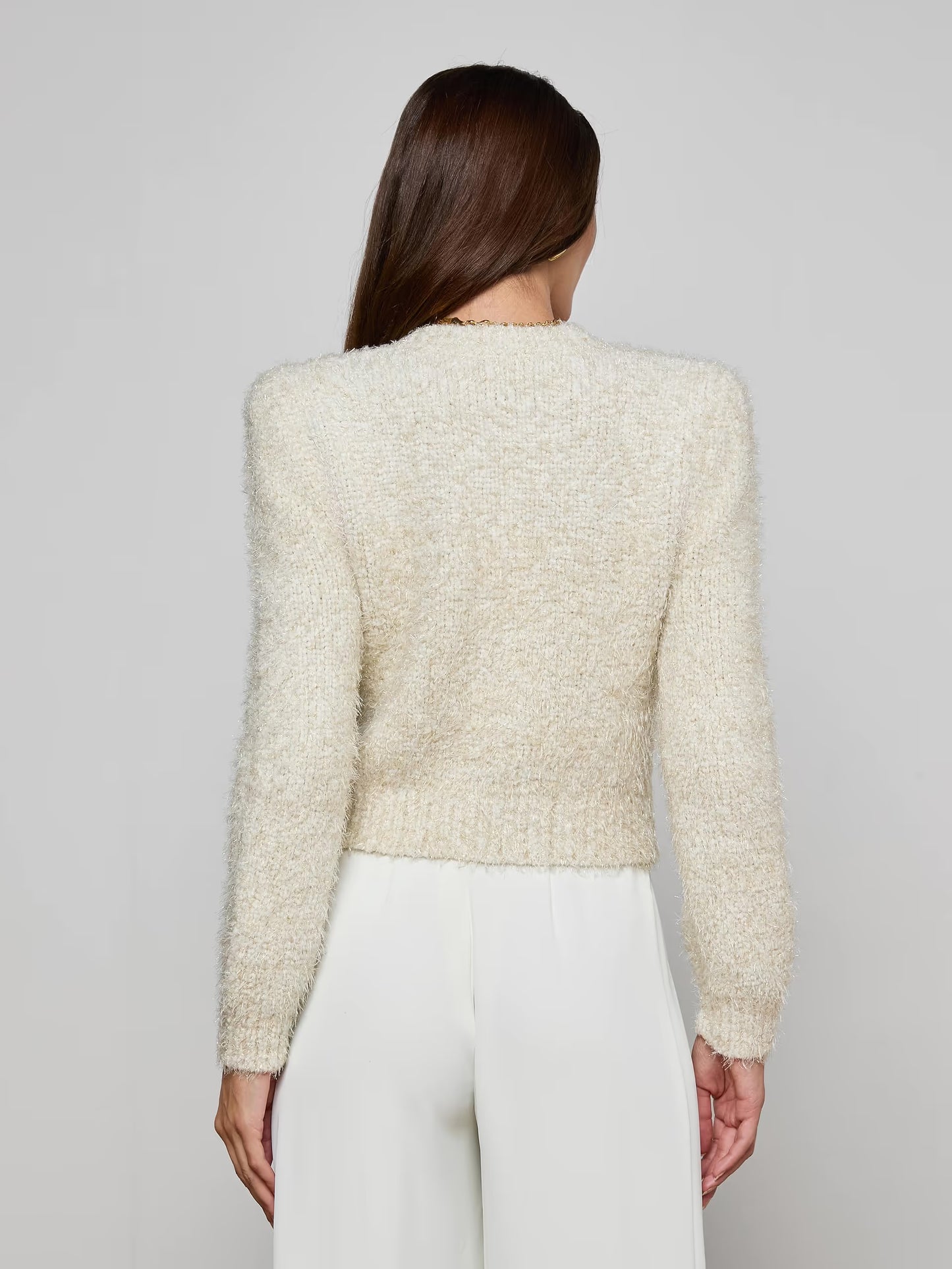 Una Knit Cardigan Ivory/Gold Lurex Multi - L'AGENCE
