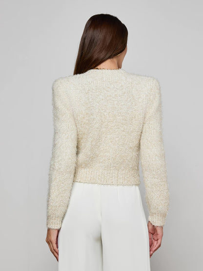 Una Knit Cardigan Ivory/Gold Lurex Multi - L'AGENCE