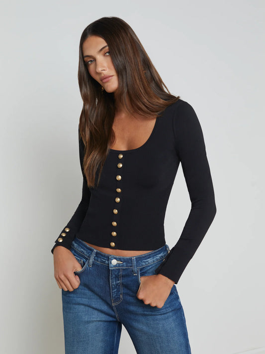 Lanetta Top Black/Gold - L'AGENCE