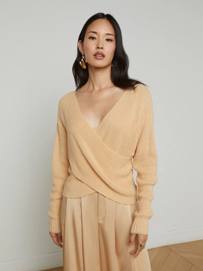 Antonella Crossover Sweater Warm Sand - L'AGENCE