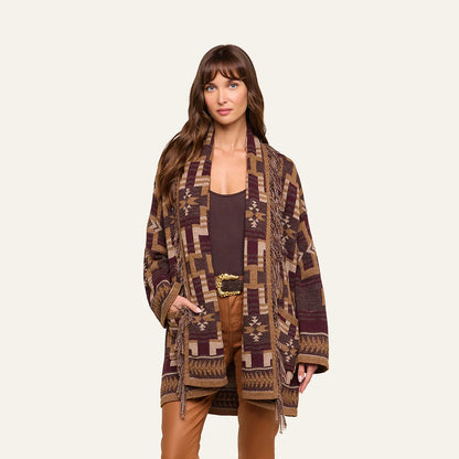 Jair Cardigan Dark Java/Burgundy Multi - L'AGENCE
