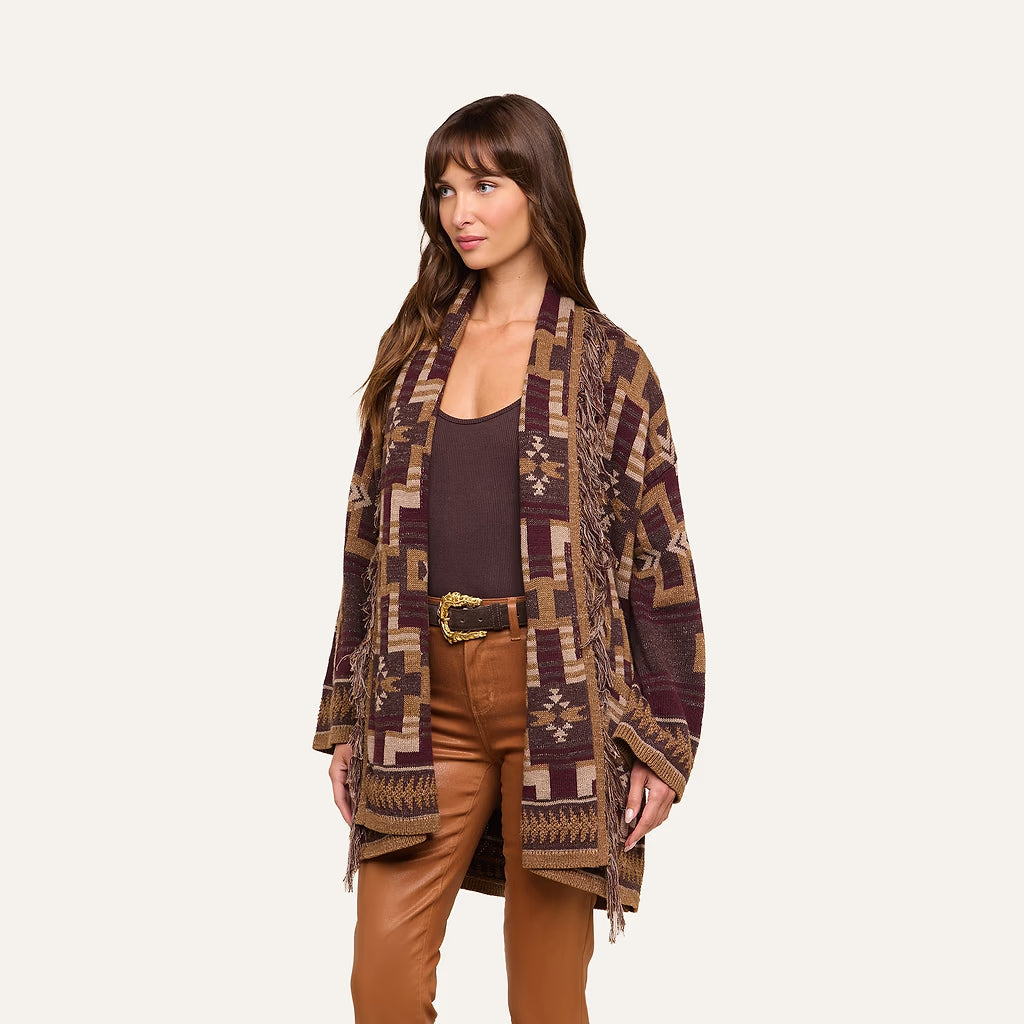Jair Cardigan Dark Java/Burgundy Multi - L'AGENCE