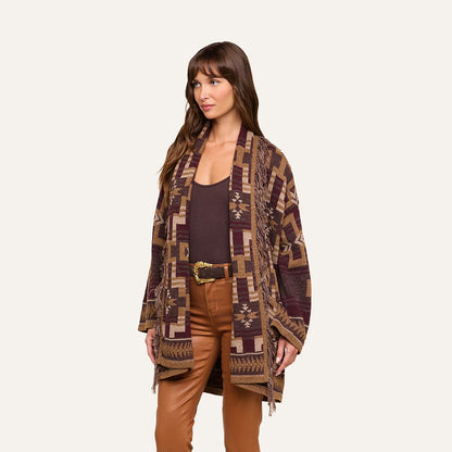Jair Cardigan Dark Java/Burgundy Multi - L'AGENCE