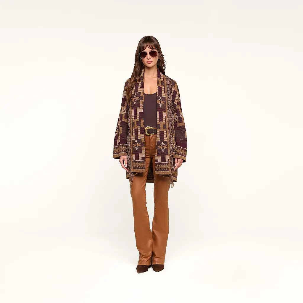Jair Cardigan Dark Java/Burgundy Multi - L'AGENCE