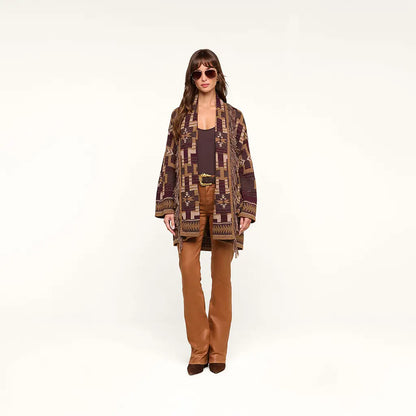 Jair Cardigan Dark Java/Burgundy Multi - L'AGENCE