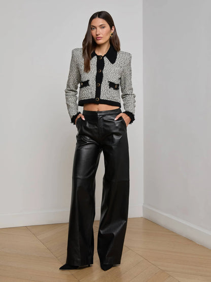 Arielle Knit Jacket White/Black - L'AGENCE