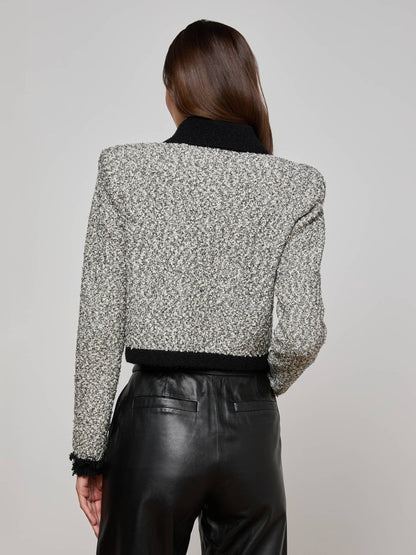 Arielle Knit Jacket White/Black - L'AGENCE