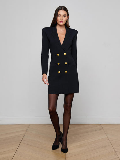 Meyumi Knit Blazer Mini Dress Black - L'AGENCE