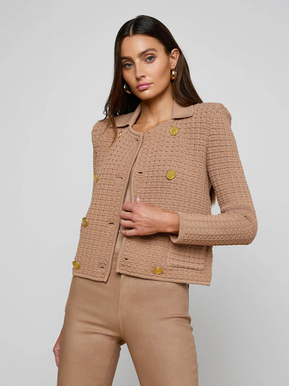 Charlie Knit Jacket Cappuccino/Gold - L'AGENCE
