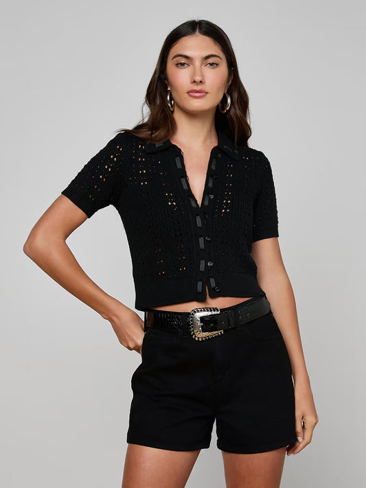 Ninette Knit Top Black/Black - L'AGENCE