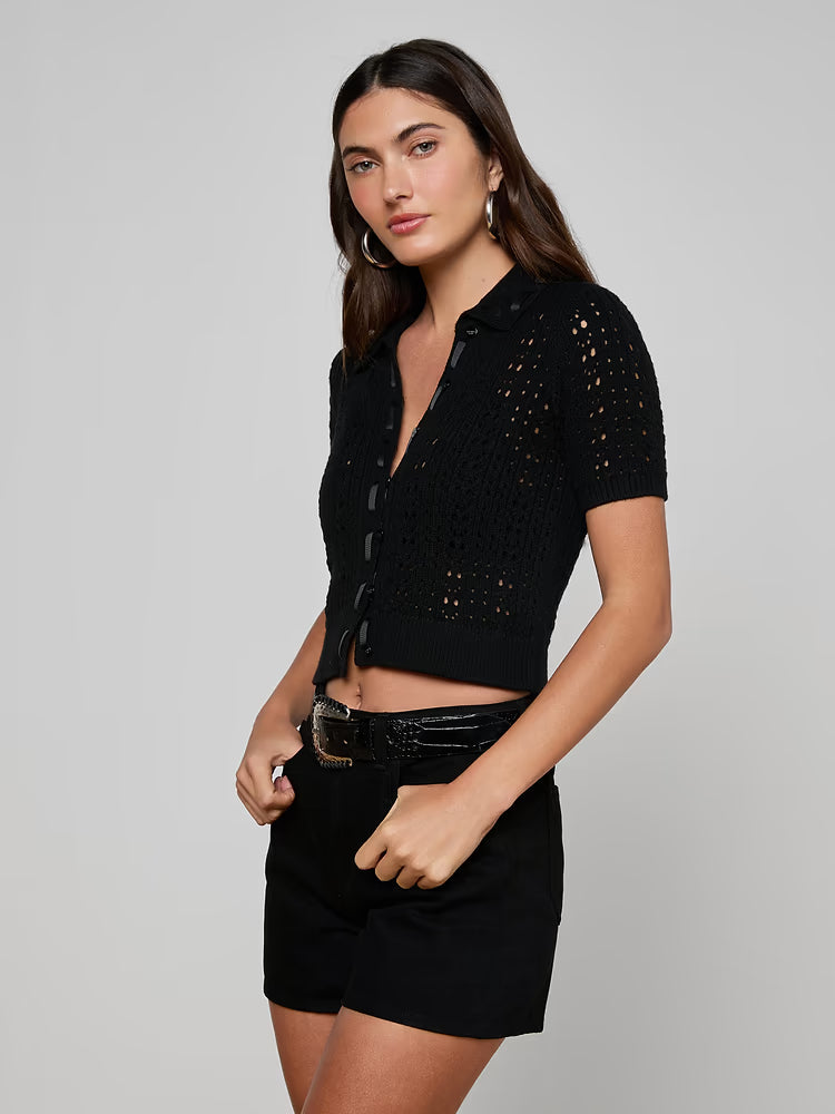 Ninette Knit Top Black/Black - L'AGENCE