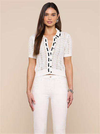 Ninette Knit Top Ivory/Black - L'AGENCE