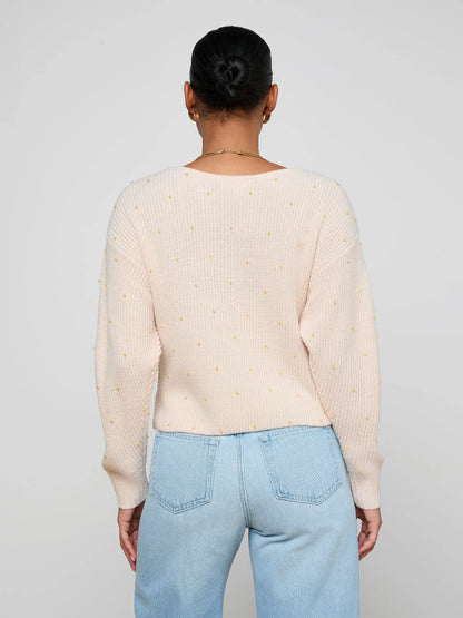 Antonella Crossover Sweater Soft Blush/Gold - L'AGENCE