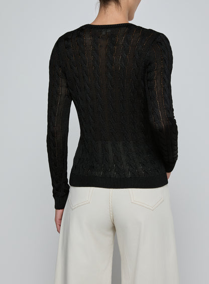 Preston Cable Knit Pullover Black - L'AGENCE