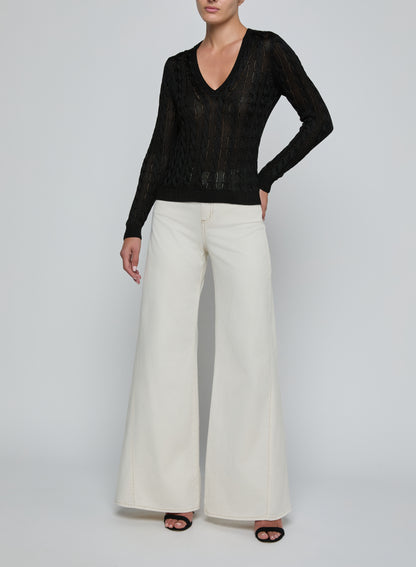 Preston Cable Knit Pullover Black - L'AGENCE