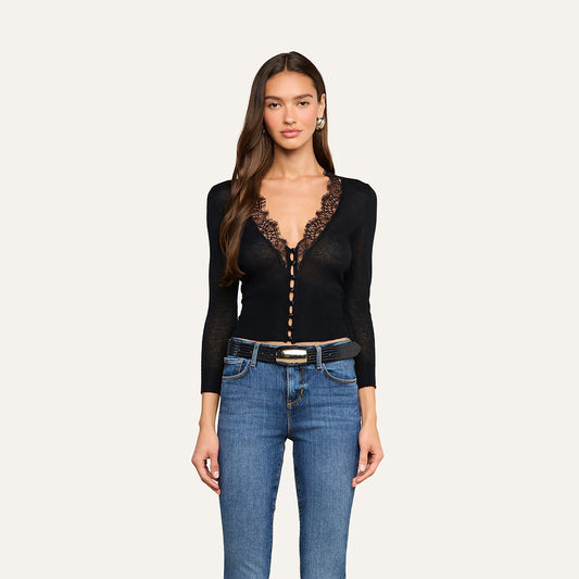 Eluna Cardigan Top Black - L'AGENCE
