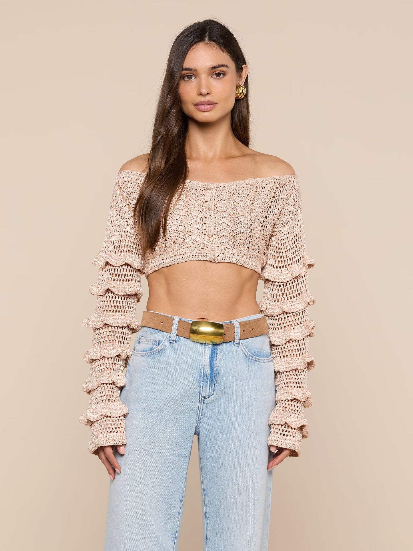 Fey Crocheted Top Frapp - L'AGENCE