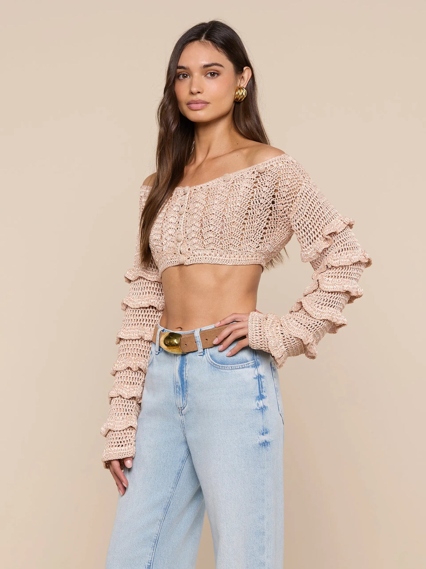 Fey Crocheted Top Frapp - L'AGENCE