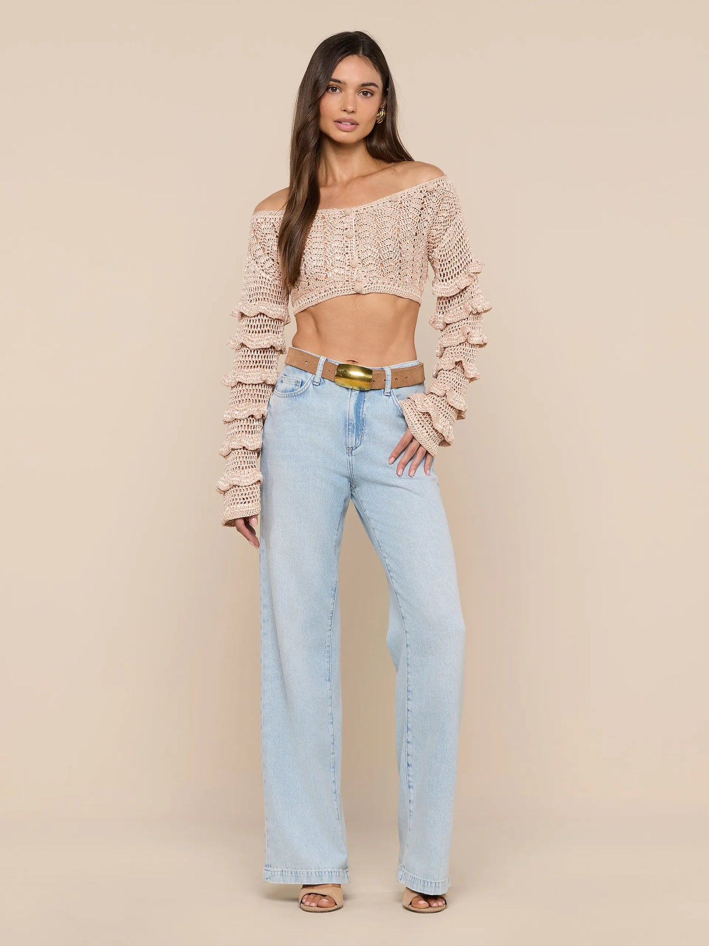 Fey Crocheted Top Frapp - L'AGENCE
