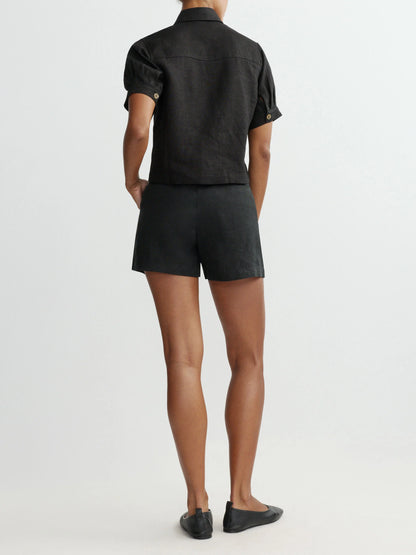 Taylor Short Ultra High Rise 3 Black Linen - DL1961
