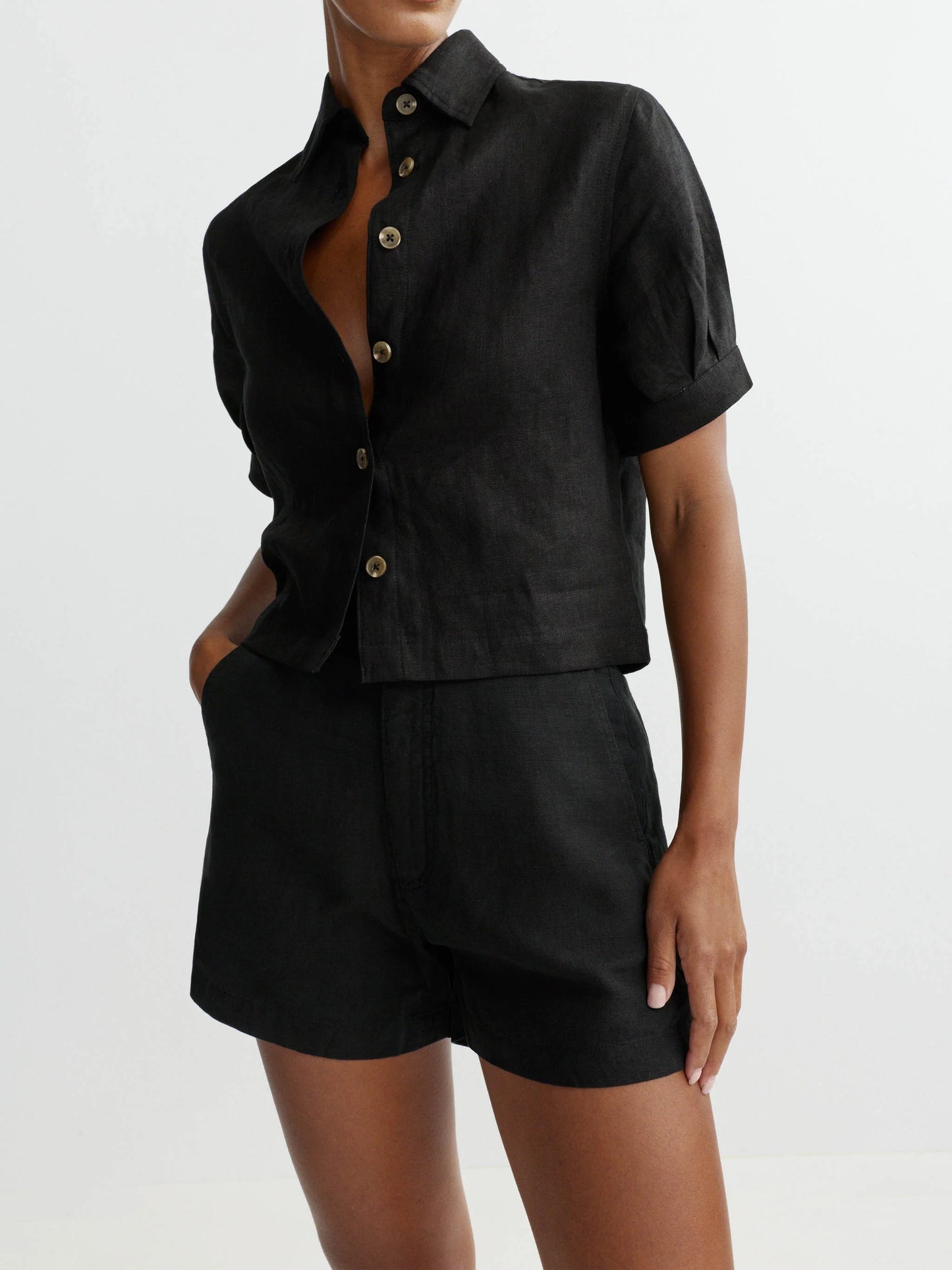 Taylor Short Ultra High Rise 3 Black Linen - DL1961