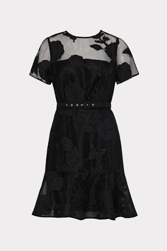 Rosie 3D Butterfly Embroidery Dress Black - Milly