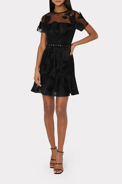 Rosie 3D Butterfly Embroidery Dress Black - Milly