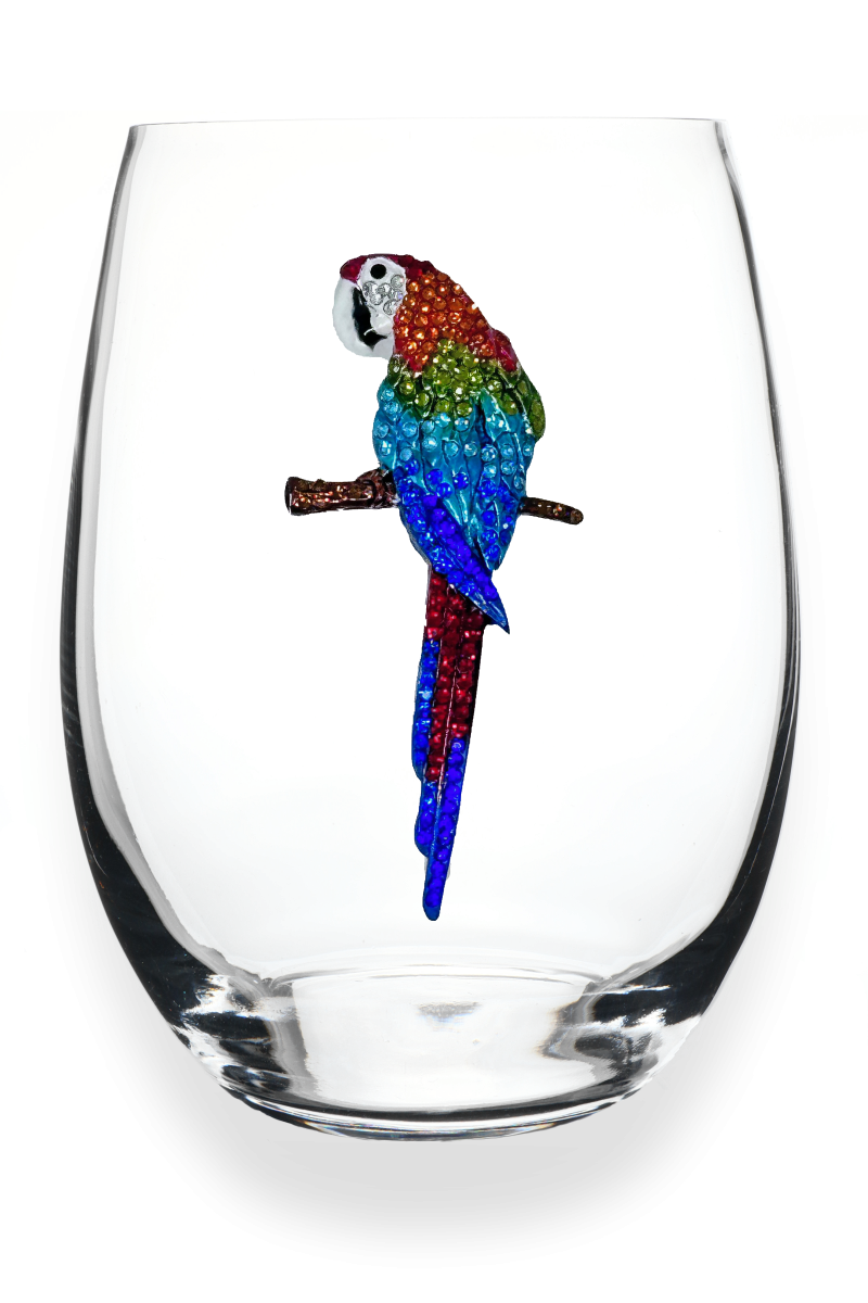 Parrot Jeweled Stemless Wine Glass - The Queens Jewels