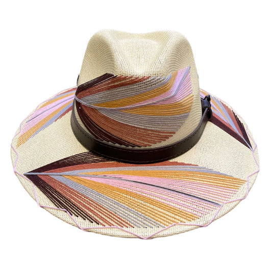 Pluma Embroidered Hat Earthtone Ombre - Chisme Lifestyle