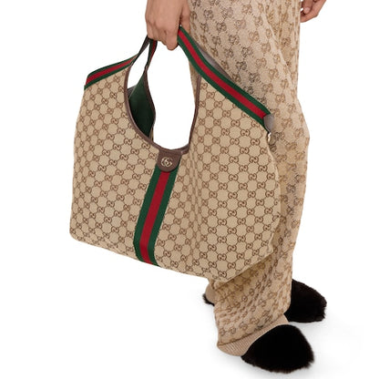 Giglio Large Tote Bag Beige/Brown GG Canvas - Gucci
