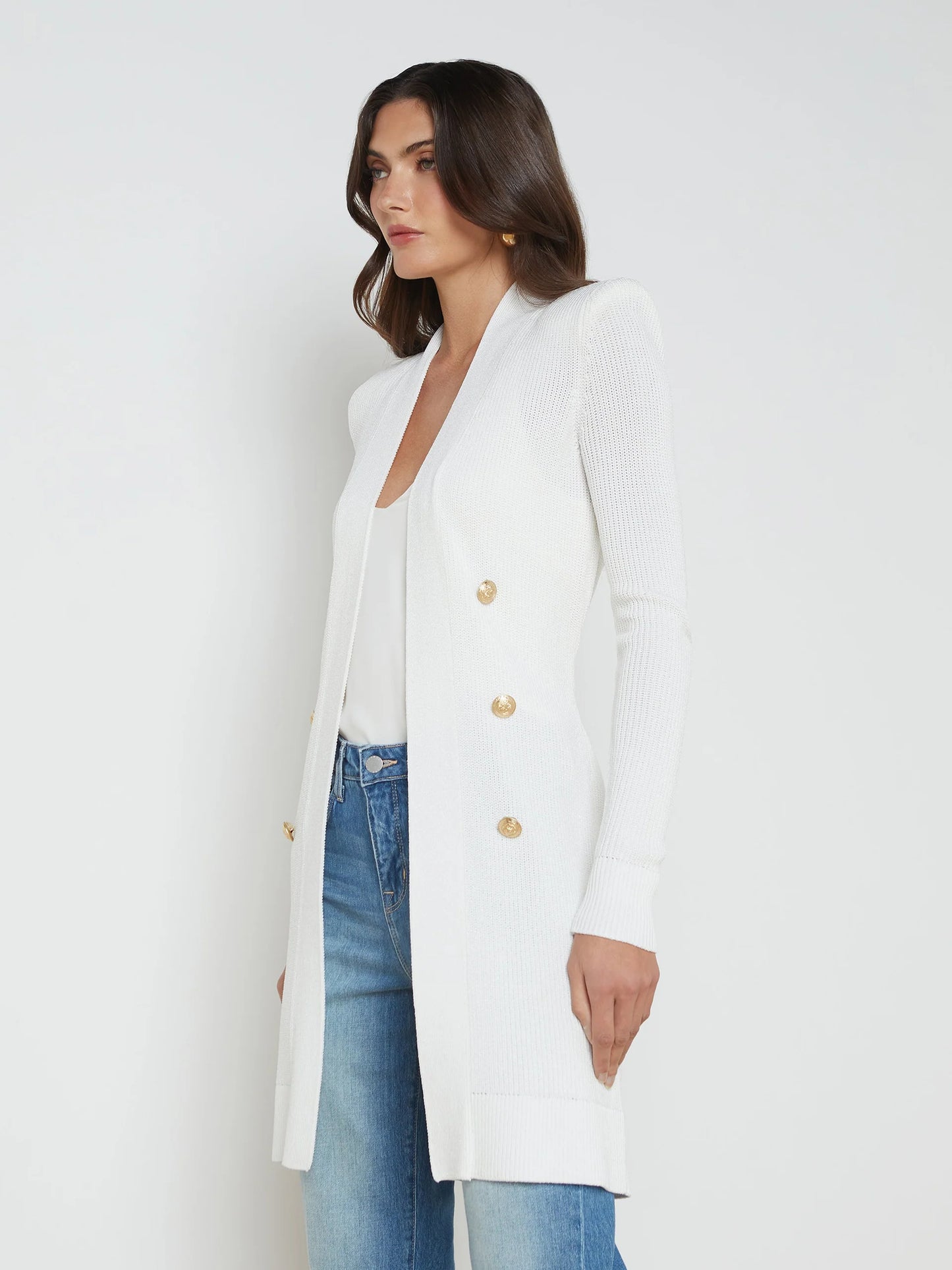 Noe Double-Breasted Cardigan White - L'AGENCE