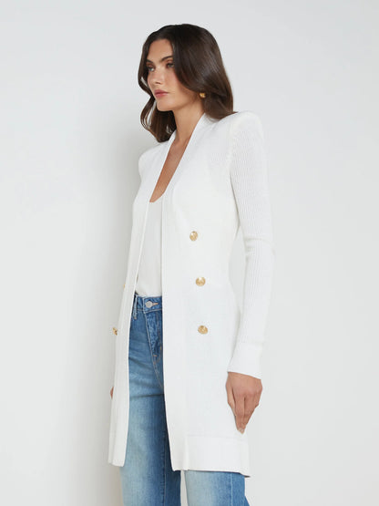 Noe Double-Breasted Cardigan White - L'AGENCE