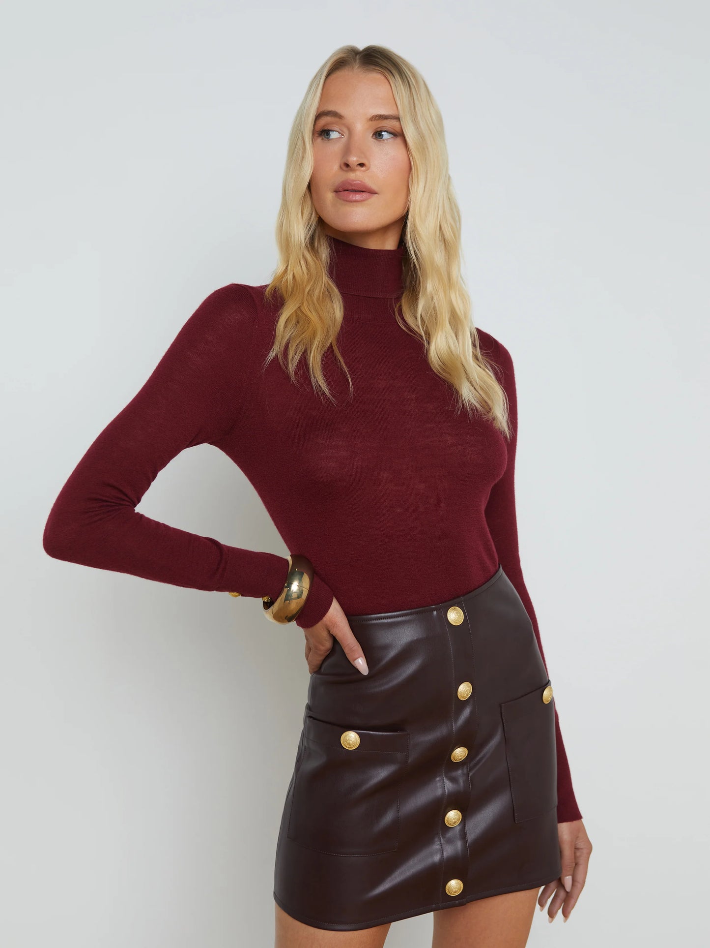 Flora Turtleneck Sweater Syrah/Gold