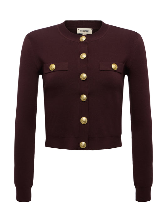 Toulouse Cardigan Chocolate/Gold - L'AGENCE