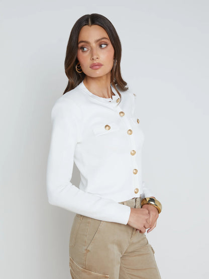 Toulouse Cardigan Ivory - L'AGENCE