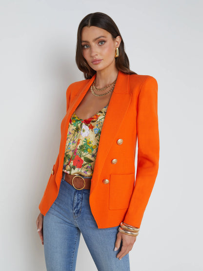 Kenzie Knit Blazer Tangerine/Gold - L'AGENCE