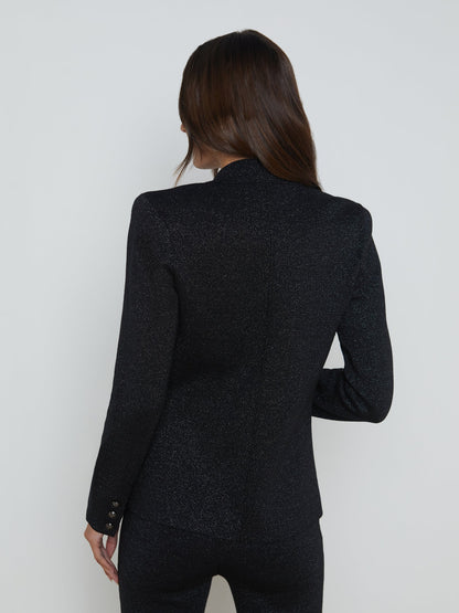 Kenzie Metallic Knit Blazer Black - L'AGENCE