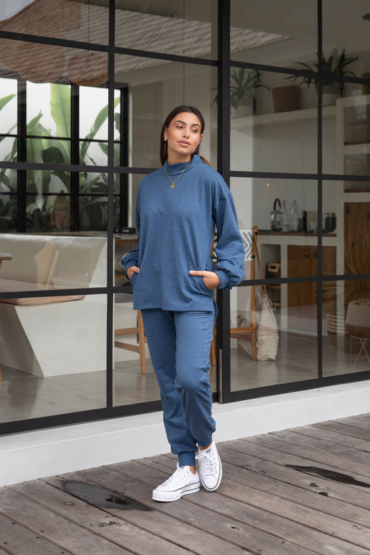 Loungewear Long Pocket Sweater Indigo - Skemo