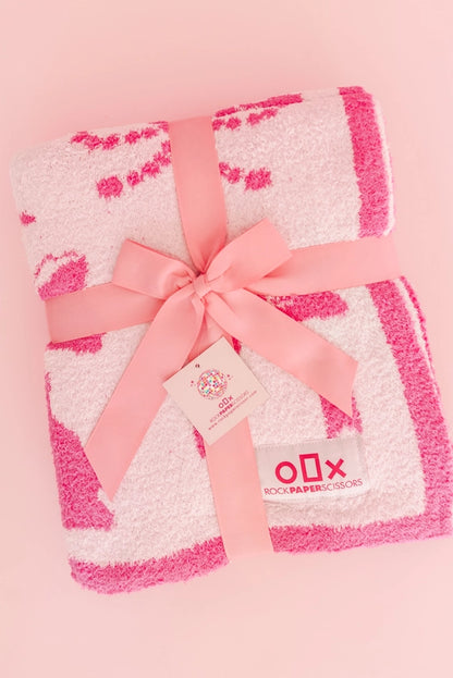 Plush Bow Throw Blanket Pink - Rock Paper Scissors
