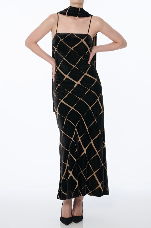 Besa Slip Dress With Scarf Jet - Toccin