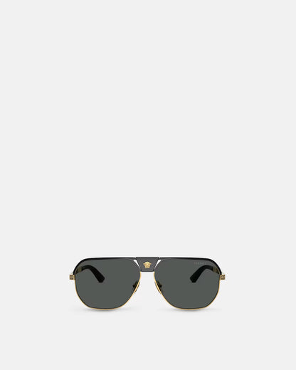 Greca Flow Navigator Sunglasses Black/Gold - Versace