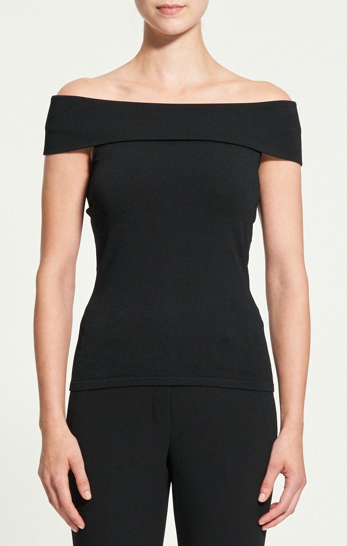 Off The Shoulder Drape Top Black - Theory Women's