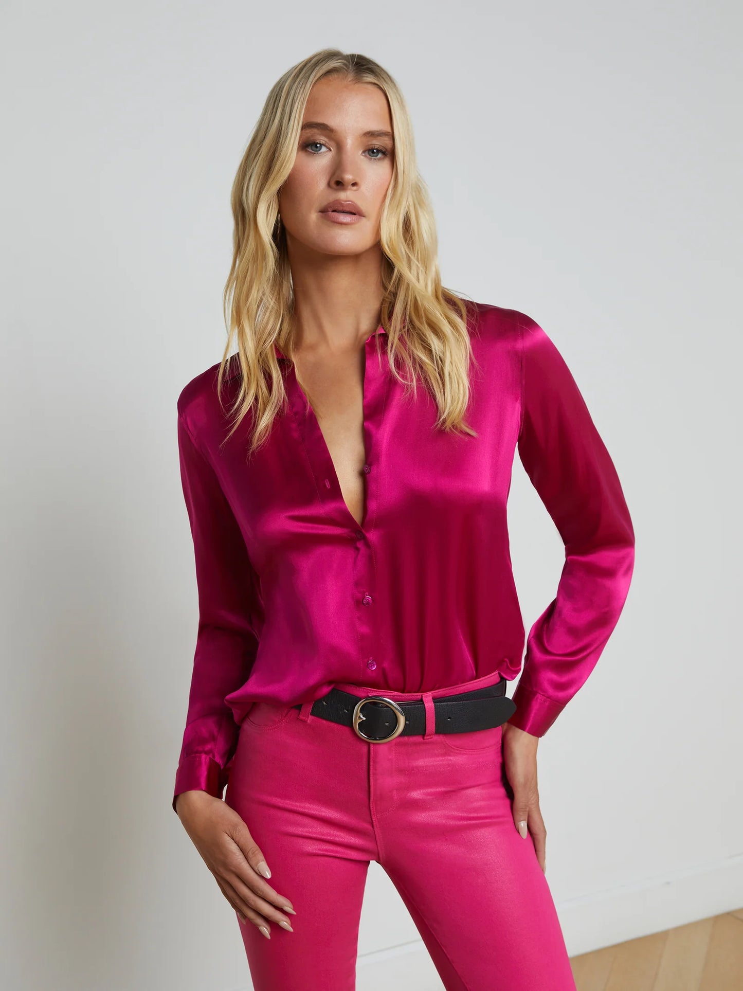 Tyler Silk Blouse Ruby - L'AGENCE