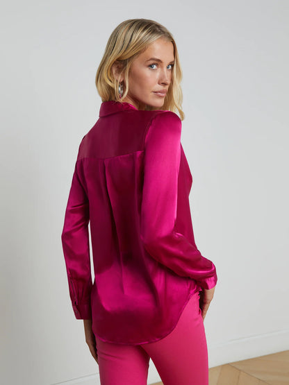 Tyler Silk Blouse Ruby - L'AGENCE