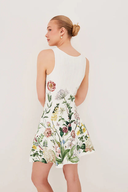 Velma Mini Dress Bloomsfield Ivory - Cara Cara