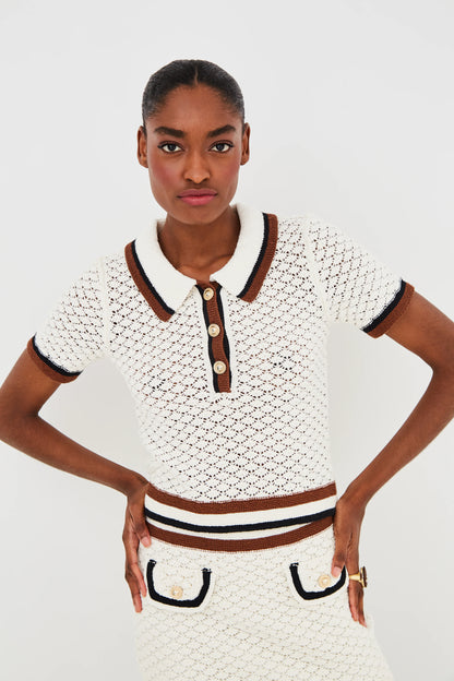 Ginger Polo Crochet Awning Knit - Cara Cara