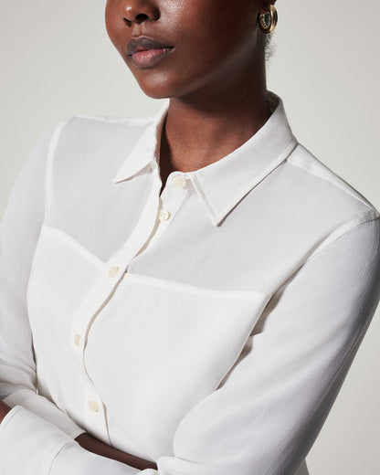 Low Maintenance Silk Button Down True Ivory - SPANX