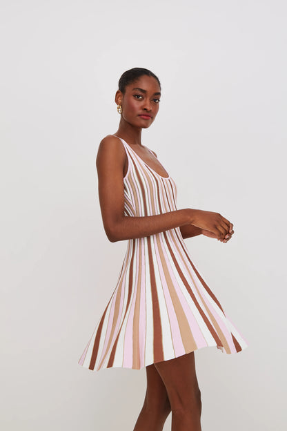Leila Mini Dress Blush Stripe - Cara Cara
