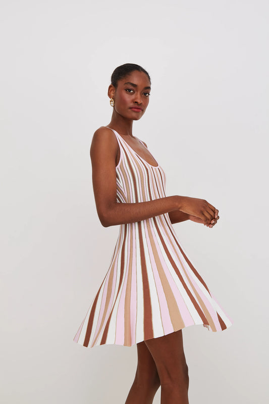 Leila Mini Dress Blush Stripe - Cara Cara
